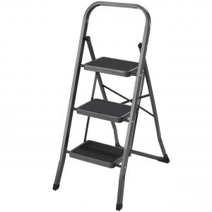 Lightweight Foldable 2/3/4 Step Steel Ladder with Anti-Slip Pedals Folding for Household Office Apartments